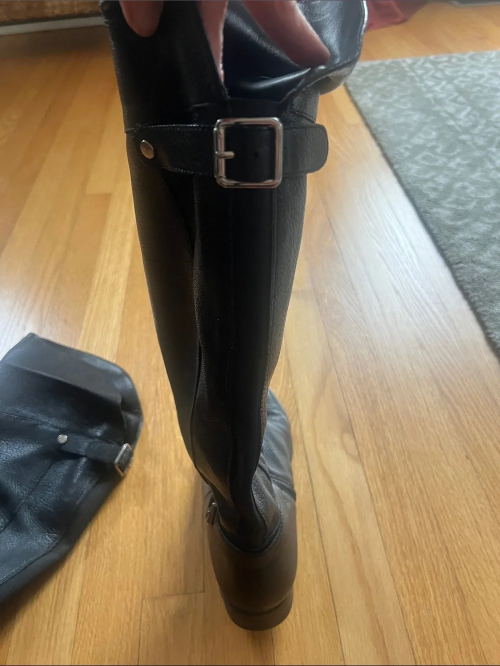 Black Leather women’s  tall Buckle Boots